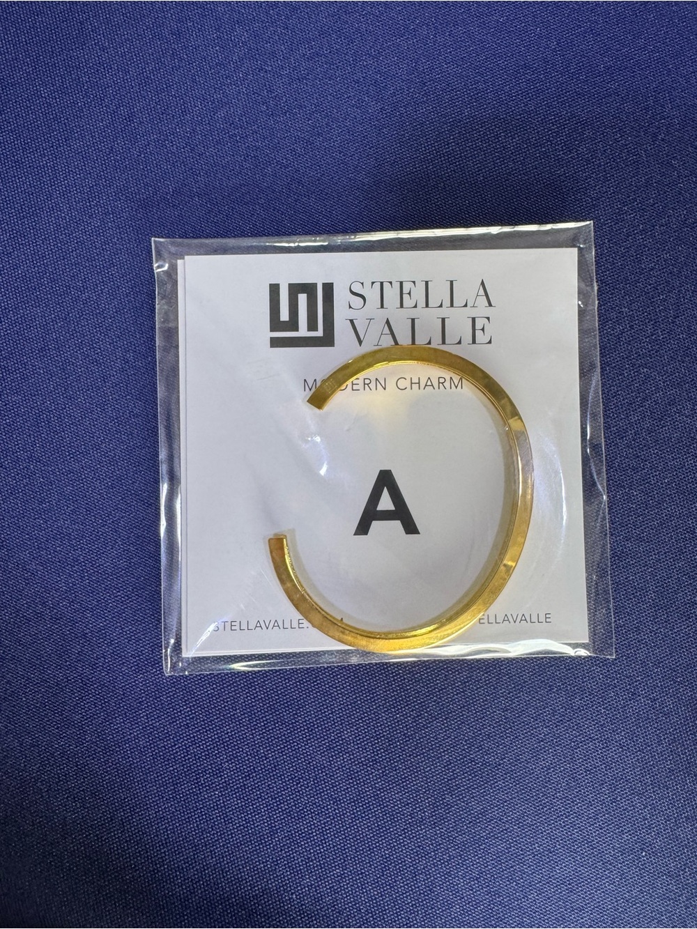 Stella Valle “A” Gold Open Cuff Bracelet